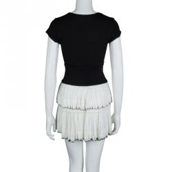 Pre Owned Isabel Marant White Beaded Hem Detail Tiered Roscoe Mini Skirt S