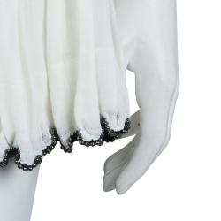 Pre Owned Isabel Marant White Beaded Hem Detail Tiered Roscoe Mini Skirt S