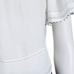 Pre Owned Isabel Marant White Cotton Bead Detail Gathered Top S