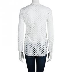 Pre Owned Isabel Marant White Cutout Eyelet Embroidered Cotton Blouse  S