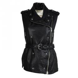 Isabel Marant Etoile Black Lamb Leather Sleeveless Jacket S