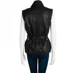 Isabel Marant Etoile Black Lamb Leather Sleeveless Jacket S