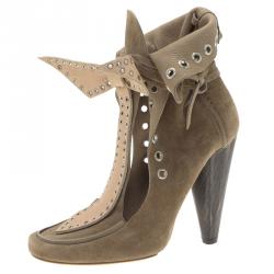 Pre Owned Isabel Marant Beige Suede Milla Eyelet Ankle Boots Size 39