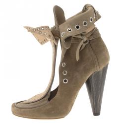 Pre Owned Isabel Marant Beige Suede Milla Eyelet Ankle Boots Size 39
