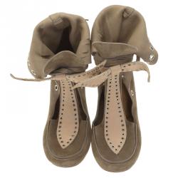 Pre Owned Isabel Marant Beige Suede Milla Eyelet Ankle Boots Size 39
