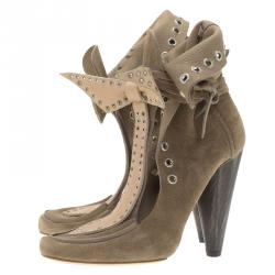 Pre Owned Isabel Marant Beige Suede Milla Eyelet Ankle Boots Size 39