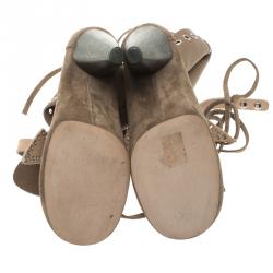 Pre Owned Isabel Marant Beige Suede Milla Eyelet Ankle Boots Size 39