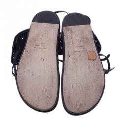 Pre Owned Isabel Marant Black Leather and Suede Edris Bow Tie Sandalsls Size 37