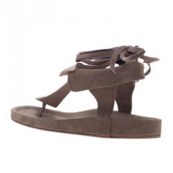 Pre Owned Isabel Marant Beige Elva Bow Tie Thong Sandals Size 37