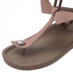 Pre Owned Isabel Marant Beige Elva Bow Tie Thong Sandals Size 37