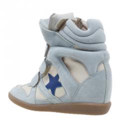 Pre Owned Isabel Marant Blue Bayley Star Wedge Sneakers Size 37
