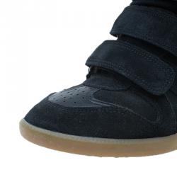 Pre Owned Isabel Marant Black Suede Bekett Wedge Sneakers Size 37