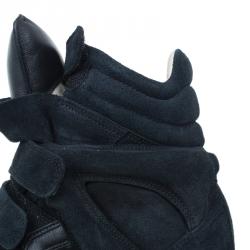 Pre Owned Isabel Marant Black Suede Bekett Wedge Sneakers Size 37