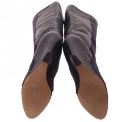 Pre Owned Isabel Marant Black Suede and Leather Prescott Wedge Knee Boots Size 38