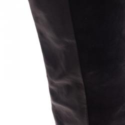 Pre Owned Isabel Marant Black Suede and Leather Prescott Wedge Knee Boots Size 38