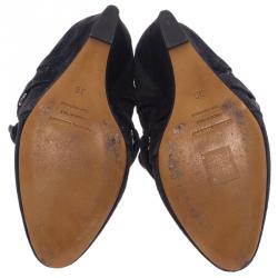 Pre Owned Isabel Marant Black Suede and Leather Scarlet Wedge Boots Size 38