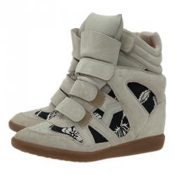 Pre Owned Isabel Marant Beige Bekett Wedge Sneakers Size 39