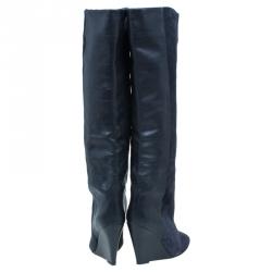 Pre Owned Isabel Marant Black Suede Prescott Wedge Knee Boots Size 38