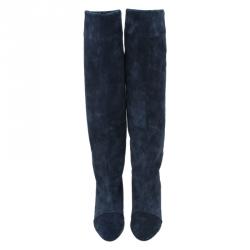 Pre Owned Isabel Marant Black Suede Prescott Wedge Knee Boots Size 38