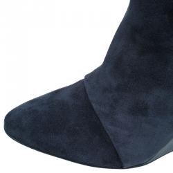 Pre Owned Isabel Marant Black Suede Prescott Wedge Knee Boots Size 38