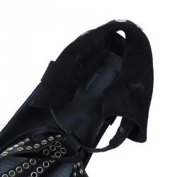 Pre Owned Isabel Marant Black Leather and Suede Edris Bow Tie Sandals Size 37