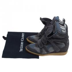 Pre Owned Isabel Marant Brown Suede Bekket Wedge Sneakers Size 39