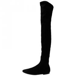 Pre Owned Isabel Marant Black Suede Etoile Brenna Stretch Tall Boots Size 41