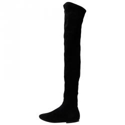 Pre Owned Isabel Marant Black Suede Etoile Brenna Stretch Tall Boots Size 41
