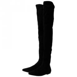 Pre Owned Isabel Marant Black Suede Etoile Brenna Stretch Tall Boots Size 41