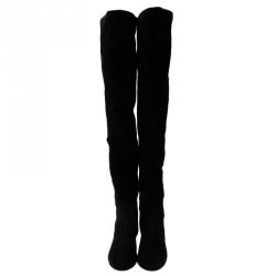 Pre Owned Isabel Marant Black Suede Etoile Brenna Stretch Tall Boots Size 41