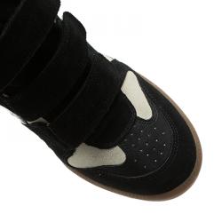 Pre Owned Isabel Marant Black and White Suede and Leather Bekett Wedge Sneakers Size 38