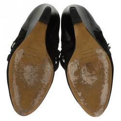 Pre Owned Isabel Marant Black Suede and Leather Scarlet Wedge Boots Size 39