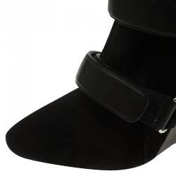 Pre Owned Isabel Marant Black Suede and Leather Scarlet Wedge Boots Size 39