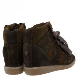 Pre Owned Isabel Marant Two Tone Suede Bobby Lace Up Wedge Sneakers Size 36
