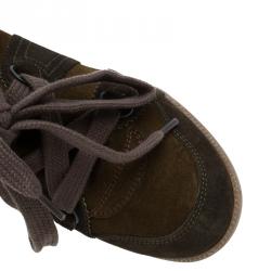 Pre Owned Isabel Marant Two Tone Suede Bobby Lace Up Wedge Sneakers Size 36