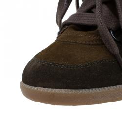Pre Owned Isabel Marant Two Tone Suede Bobby Lace Up Wedge Sneakers Size 36