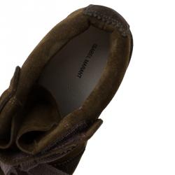 Pre Owned Isabel Marant Two Tone Suede Bobby Lace Up Wedge Sneakers Size 36