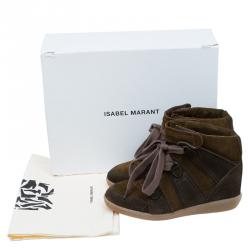 Pre Owned Isabel Marant Two Tone Suede Bobby Lace Up Wedge Sneakers Size 36