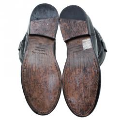 Pre Owned Isabel Marant Black Leather Crisi Wedge Ankle Boots Size 36