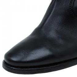 Pre Owned Isabel Marant Black Leather Crisi Wedge Ankle Boots Size 36