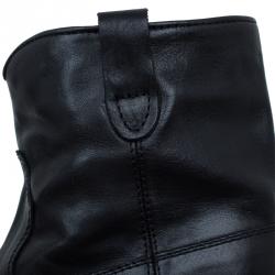 Pre Owned Isabel Marant Black Leather Crisi Wedge Ankle Boots Size 36