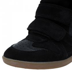 Pre Owned حذاء رياضي إيزابيل مارانت كعب روكي بيكيت جلد وسويدي أسود مقاس 36