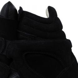 Pre Owned حذاء رياضي إيزابيل مارانت كعب روكي بيكيت جلد وسويدي أسود مقاس 36