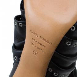 Pre Owned Isabel Marant Black Eyelet Leather and Suede Alease Tie Around Ankle Boots Size 40