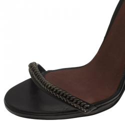 Pre Owned Isabel Marant Black Leather Rio Chain Detail Ankle Strap Sandals Size 37