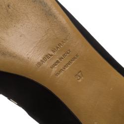 Isabel Marant Black Suede Leo Eyelet Lace-Up Ballet Flats Size 37