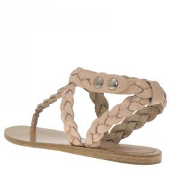 Pre Owned Isabel Marant Beige Braided Leather Brina Thong Sandals Size 37