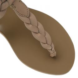 Pre Owned Isabel Marant Beige Braided Leather Brina Thong Sandals Size 37