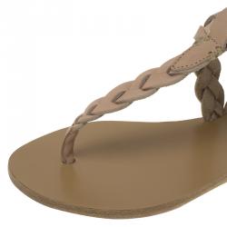 Pre Owned Isabel Marant Beige Braided Leather Brina Thong Sandals Size 37