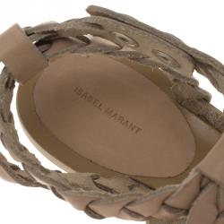 Pre Owned Isabel Marant Beige Braided Leather Brina Thong Sandals Size 37